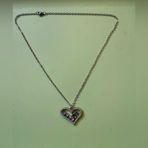 New upcycled Gucci Silver with pearls Heart Pendant Necklace